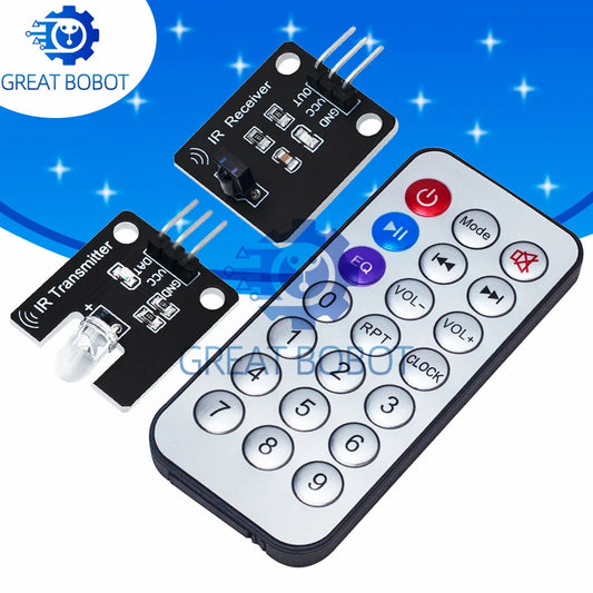BS 1Set IR Infrared Transmitter & Receiver Module – 38kHz Digital Sensor with Remote Control for Arduino