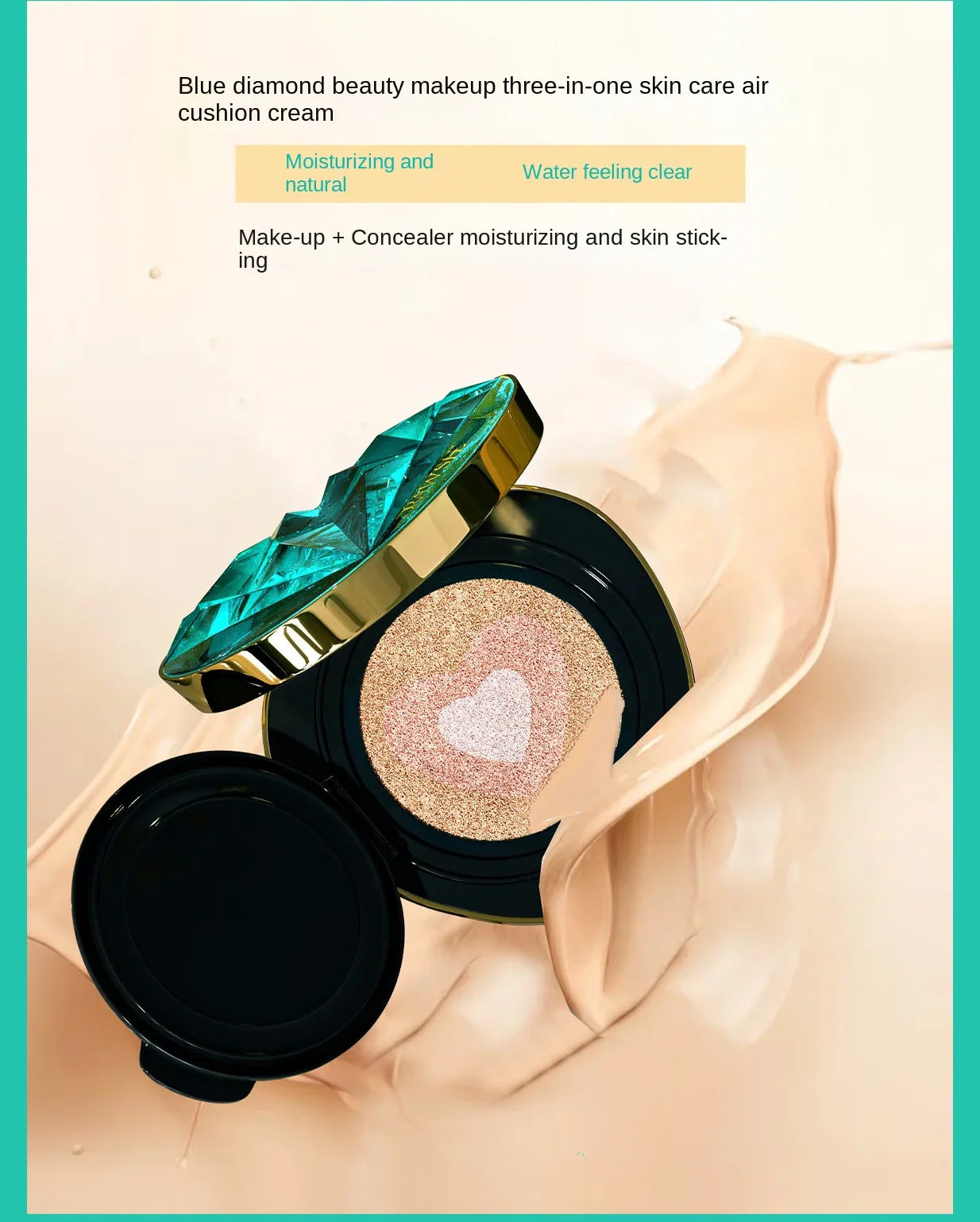 Korean 3-in-1 Air Cushion Foundation Set – BB & CC Cream with Concealer, Nourishing Makeup Base