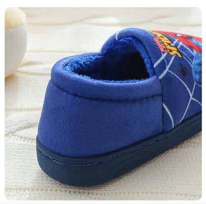 Cartoon Spider-Man Cotton Slippers – Warm Autumn & Winter Indoor Shoes for Kids, Boys’ Fashion Footwear