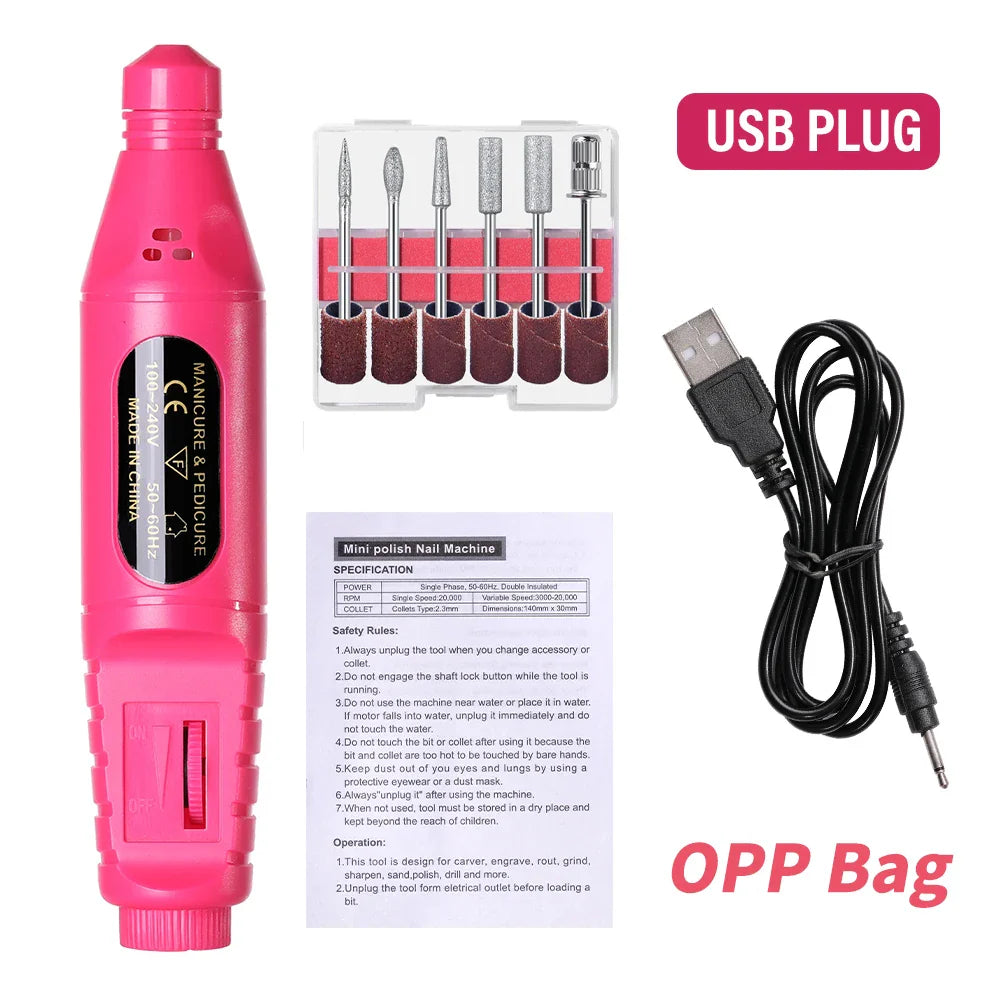 LINMANDA 6-in-1 Electric Nail Drill Kit – Portable Manicure Machine for Nail Filing, Polishing & Removal Tools