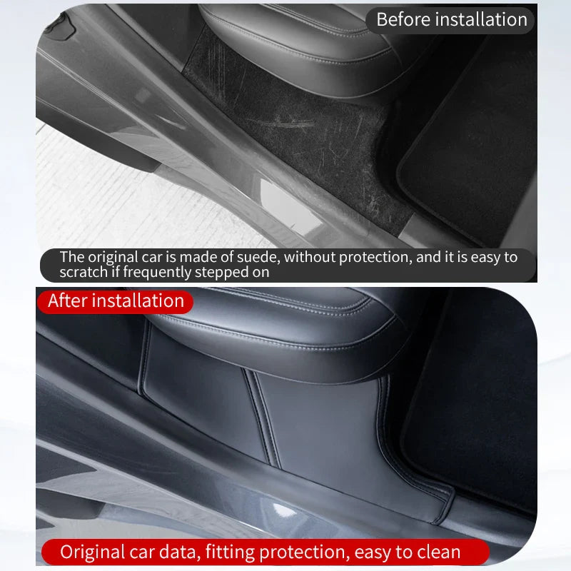 2Pcs Rear Door Sill Anti-Kick Pads for Tesla Model Y – Suede Trample-Resistant Protective Pads