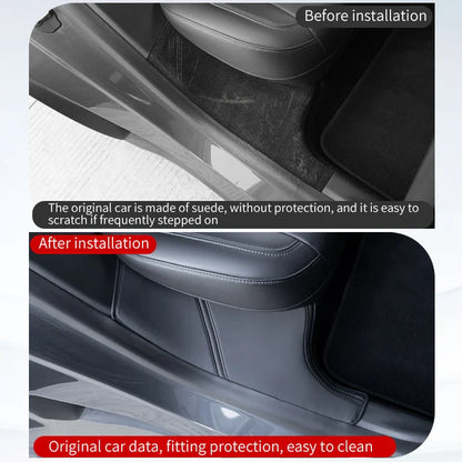 2Pcs Rear Door Sill Anti-Kick Pads for Tesla Model Y – Suede Trample-Resistant Protective Pads