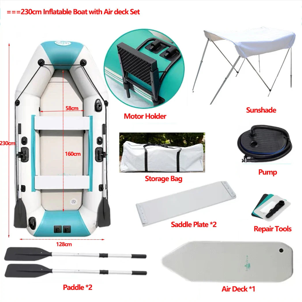 2.0–3.6m Inflatable Fishing Kayak Boat Air Deck Set – 3-Layer 0.9mm PVC, 2+1 Air Chambers, Wear-Resistant LUYA Raft Boat