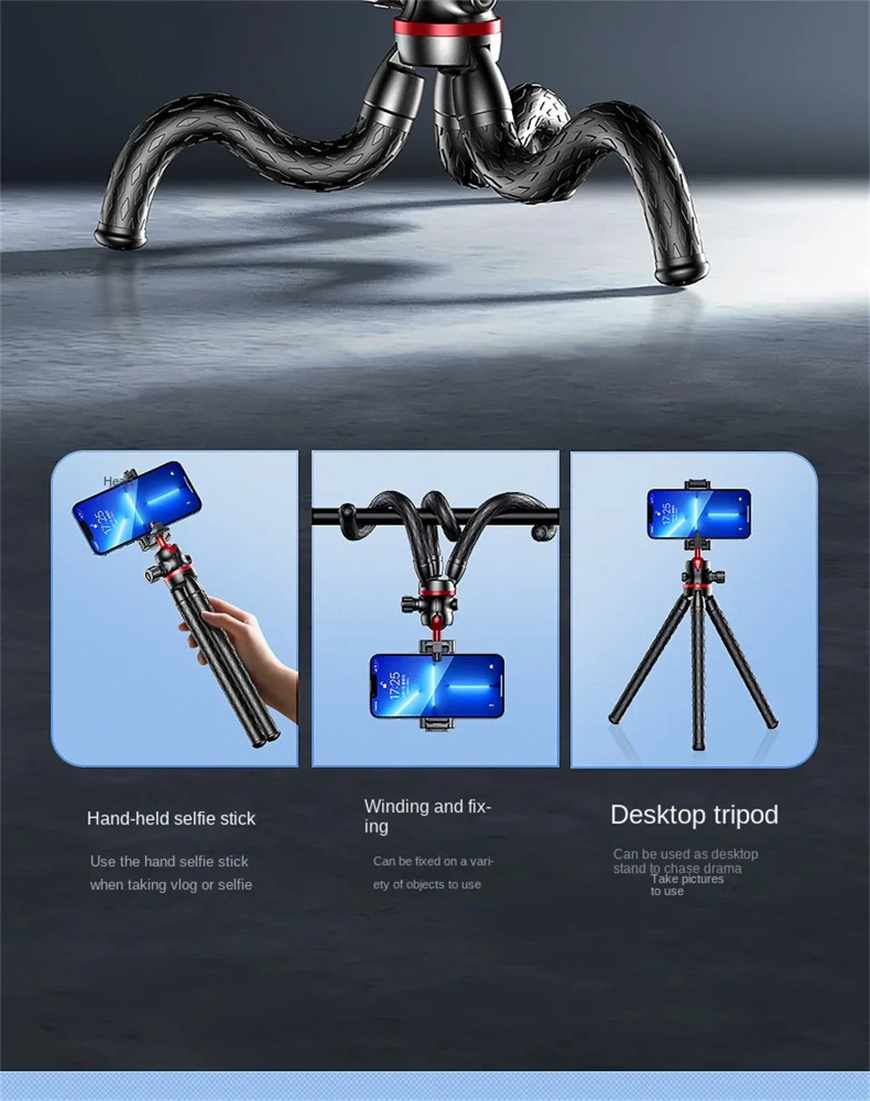 BSLIUFANG 2025 Flexible Octopus Tripod – 2-in-1 Phone & Camera Tripod with Side Cold Shoe & 1/4'' Screw for DSLR, Smartphone