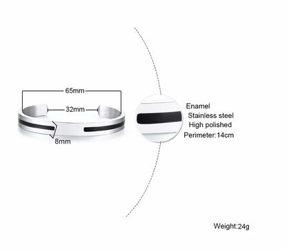 Men's Enamel Bangle - Viking Logo Cuff Bracelet, Stainless Steel Minimalist Bangle for Gentlemen