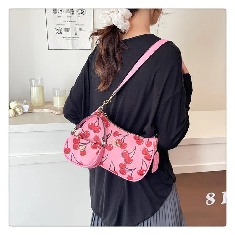 2025 Modern Vintage Cherry Crossbody Bag – Mahjong-Style Chain Shoulder & Underarm Bag, Women’s Light Luxury