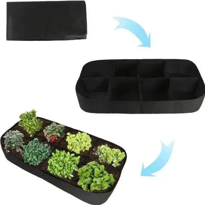128-Gallon Rectangular Planting Bag – Multi-Grid Seedling Bed with 8 Mouth Openings for Flowers & Vegetables