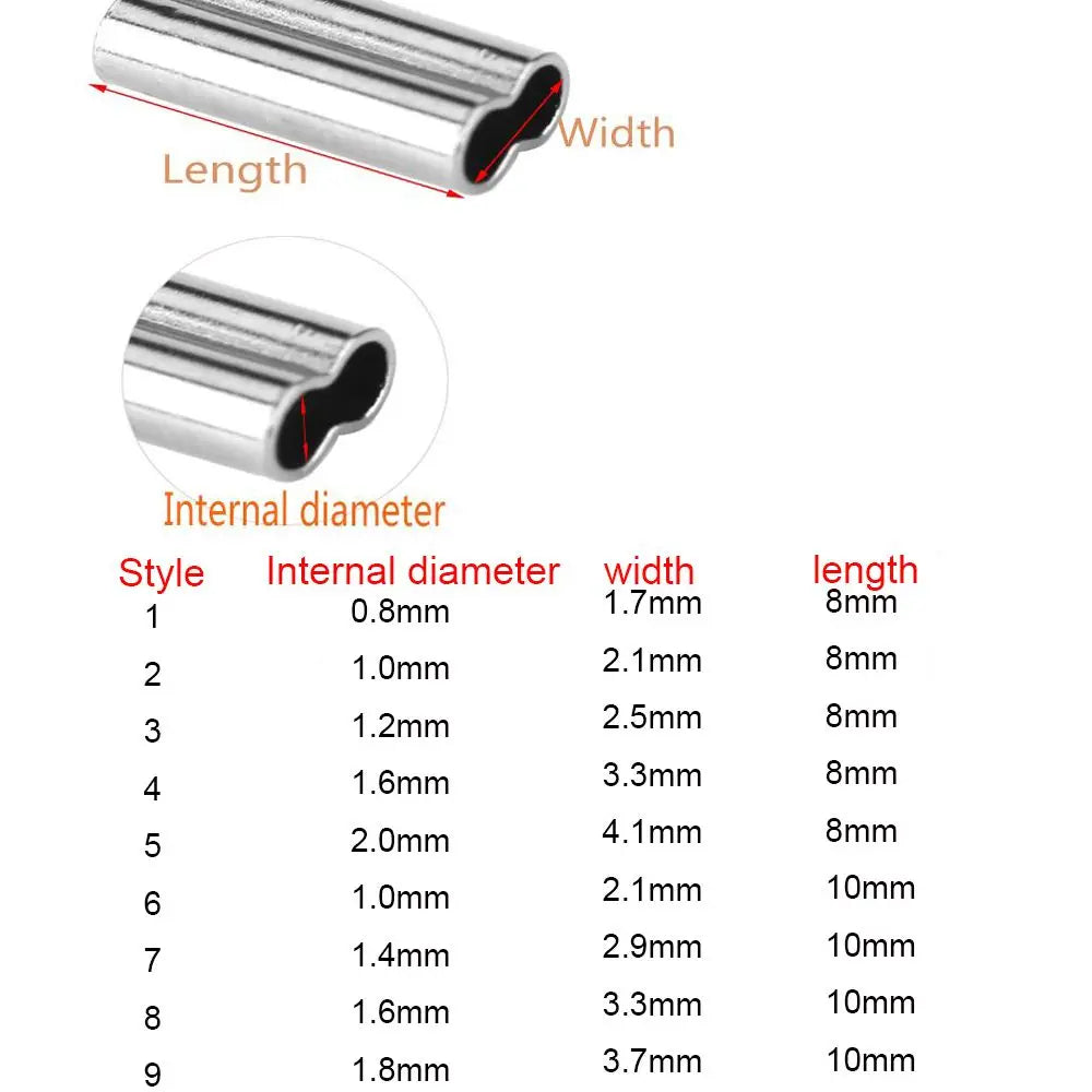 100PCS Fishing Crimping Sleeves - Single & Double Barrel Tackle Line Connectors