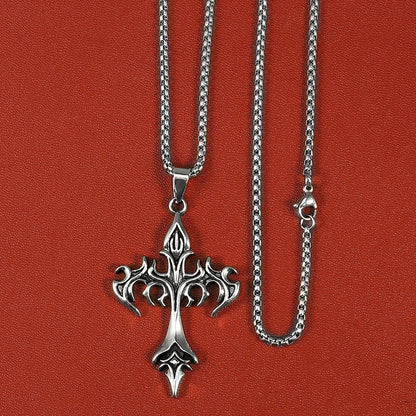 High-Quality Titanium Steel Cross Necklace – Non-Fading Hip-Hop Pendant Chain for Men & Women, Trendy Fashion Gift Jewelry