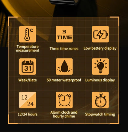 SANDA 3192 Men’s LED Square Watch — Youth Casual Multi-Function Stopwatch Thermometer Chronograph