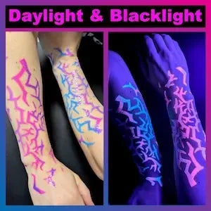 UV Glow Kpop Demon Hunters Temporary Tattoos — Rumi & Jinu Fluorescent Face & Body Art, Blacklight Party Cosplay Stickers for Fans