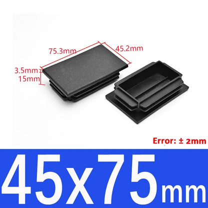 Black Square Tube End Caps - Plastic Blanking Plugs for Furniture, Tables & Chairs 10-100mm