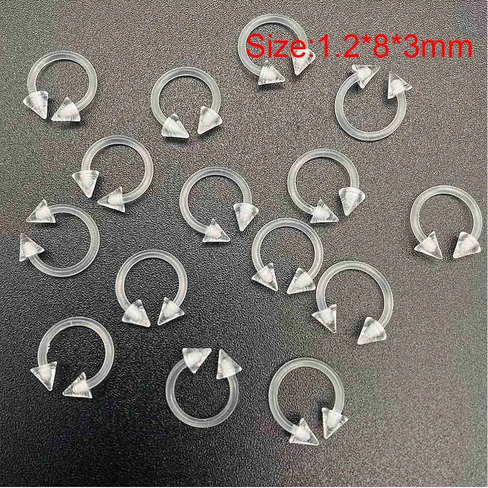 10/60PCS Clear Acrylic Body Jewelry – Transparent Lip, Ear, Nose, Tongue, Eyebrow & Belly Rings