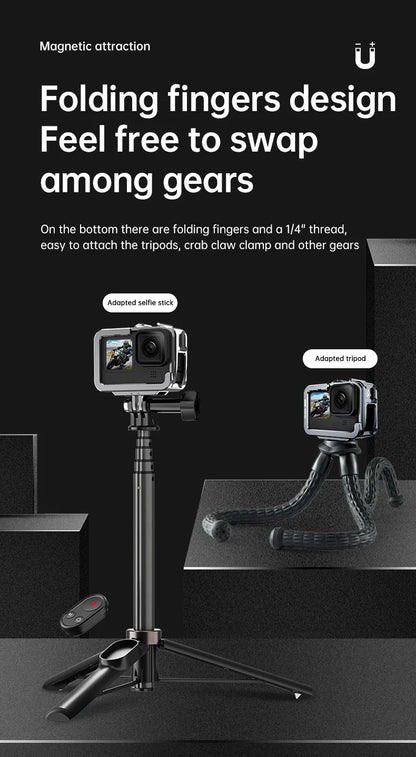 TELESIN Aluminum Alloy Cage for GoPro Hero 12/11/10/9 – Vlog Frame Case with Cold Shoe Mount & Protective Housing