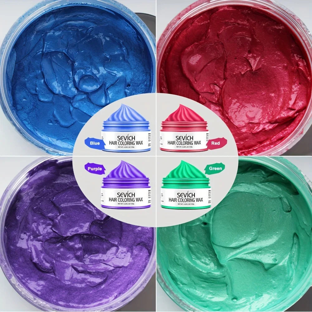 Temporary Hair Color Wax Kit – Washable Instant Hair Dye Cream for Men, Women & Kids, Party Cosplay, Blue, Purple, Red, Green