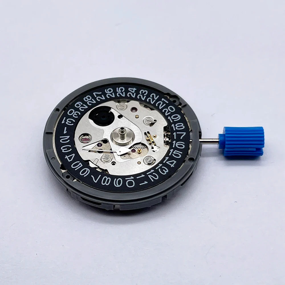 Original Japan NH35 Automatic Movement – NH35A 24 Jewels, Black Datewheel with White Text, Top-Rated TMI Mechanical Replacement Part