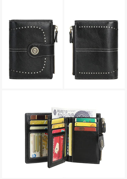 Fashionable Women’s Retro Short Wallet – PU Leather Multifunctional Handbag with Large Capacity, Multi-Card Slot & Coin Pocket