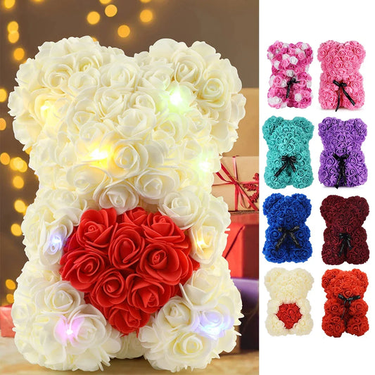 25cm Eternal Rose Teddy Bear – Artificial Flower Gift for Mom, Mother’s Day, Birthday, Valentine’s & Anniversary