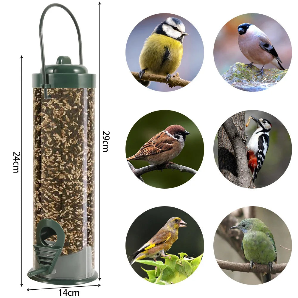 Hanging Bird Seed Feeder - PVC Tube Wild Bird Feeder for Garden, Paddock & Outdoor Pet Supplies