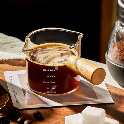 75ml Heat-Resistant Glass Espresso Measuring Cup - Double/Single Mouth Milk Jug with Handle - Glass Scale Measure Mug