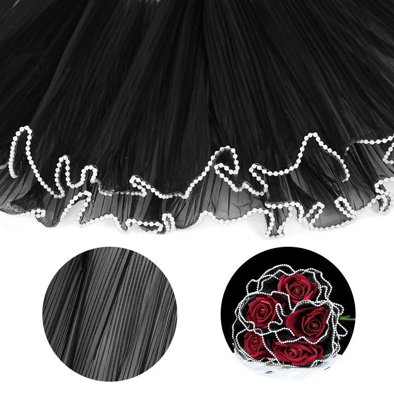 Tulip & Rose Pearl Mesh Tulle Roll — Flower Bouquet, Bobo Balloon, Birthday, Wedding & Anniversary Gift Wrapping