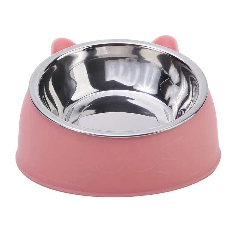 Inclined Cat & Dog Feeding Bowl – Stainless Steel Pet Food and Water Feeder