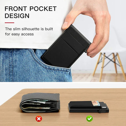 RFID Credit Card Holder for Men, Thin Slim Luxury Metal Mini Minimalist Wallet, Bank & ID Cardholder Case
