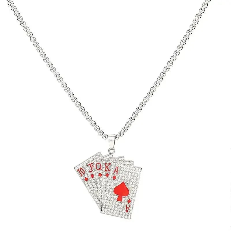 Ace of Spades Playing Card Necklace – Trendy Pendant Chain for Men & Women