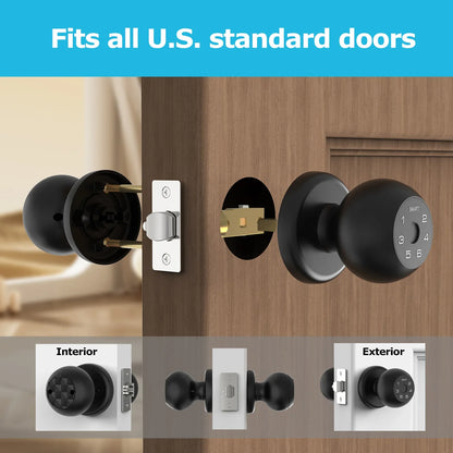 Smart Fingerprint Door Lock - Passcode & App Control with Type-C Emergency Power