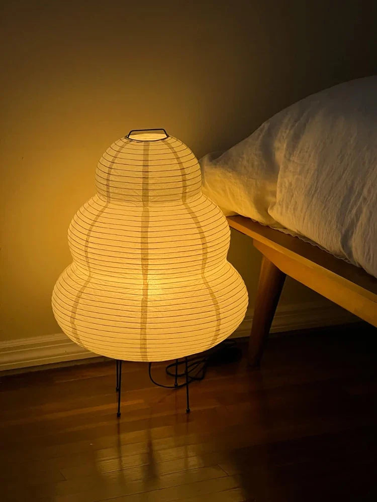 Japanese Style LED Rice Paper Desk Lamp – Tricolor Dimming Home Art Decoration for Living Room, Hotel, Bedroom & Bedside Night Light