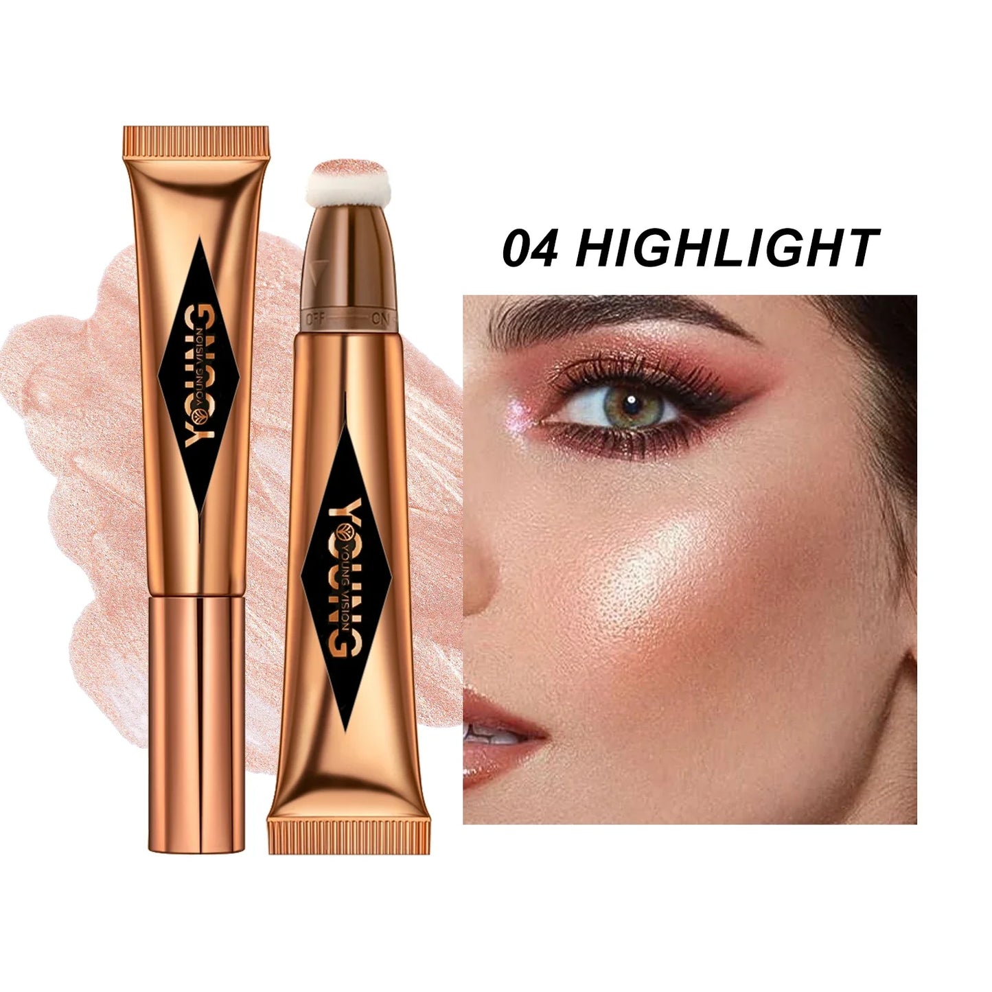 YOUNG VISION Air Cushion Powder Blusher – High Gloss Stick, 6 Color Options for Liquid Rouge Makeup