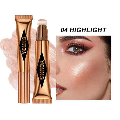 YOUNG VISION Air Cushion Powder Blusher – High Gloss Stick, 6 Color Options for Liquid Rouge Makeup