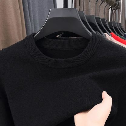Men's Casual Diamond Pattern Sweater - Round Neck Long Sleeve Knitted Fashion Pullover Versatile Top