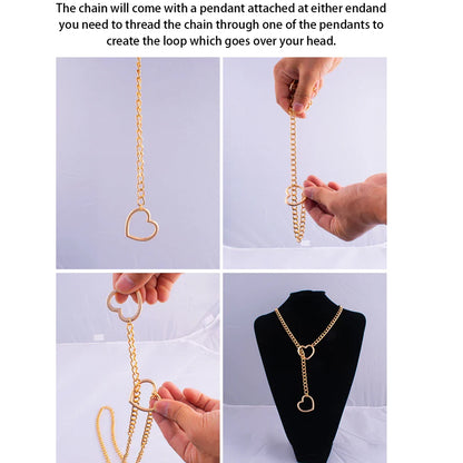 Heart Slip Chain Necklace for Women — Fashion Punk Rock Goth Choker Jewelry Accessory