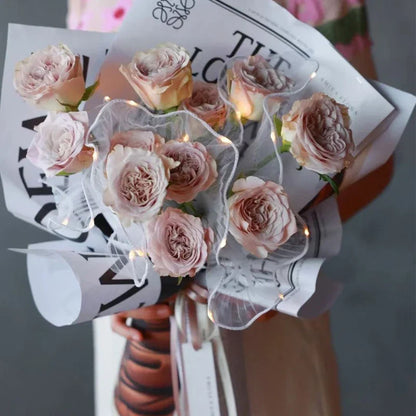 LED Flower Wrapping Paper – Lace Mesh Lighted Bouquet Packaging for Wedding, Birthday & Gift Decorations