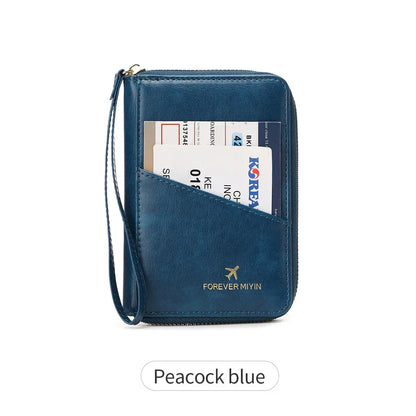New Retro RFID PU Leather Passport Bag – Fashionable Multifunctional Passport Cover & Travel Clip for Men & Women