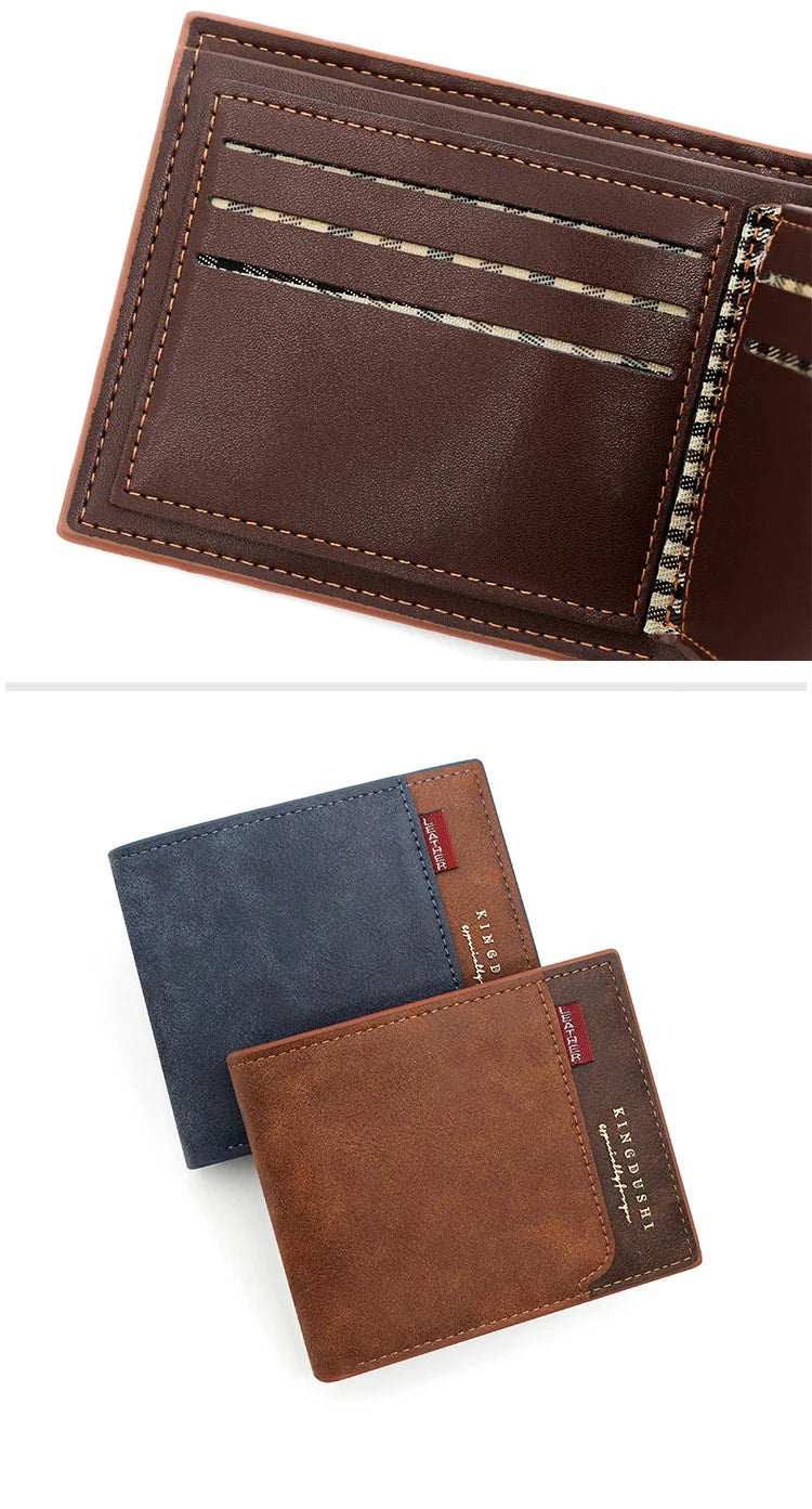 Personalized Men’s Short Wallet – High-Quality Classic Card Holder with Zipper Coin Pocket & Money Clip