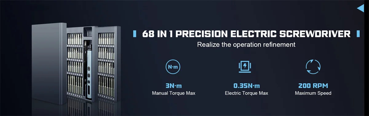 68-in-1 Electric Screwdriver Set – 5 Torque Settings, Precision Power Tool with Magnetic Bits for iPhone, Glasses, Watch, PC