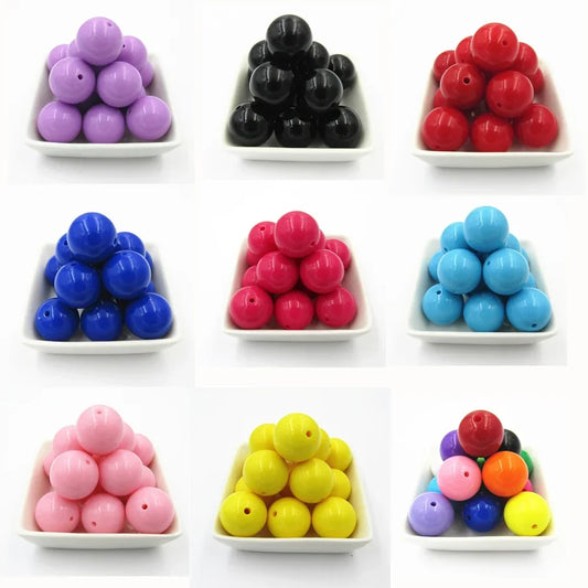 Acrylic Chunky Round Beads - 6mm to 20mm Solid Bubblegum Beads for DIY Handmade Jewelry & Craft Making