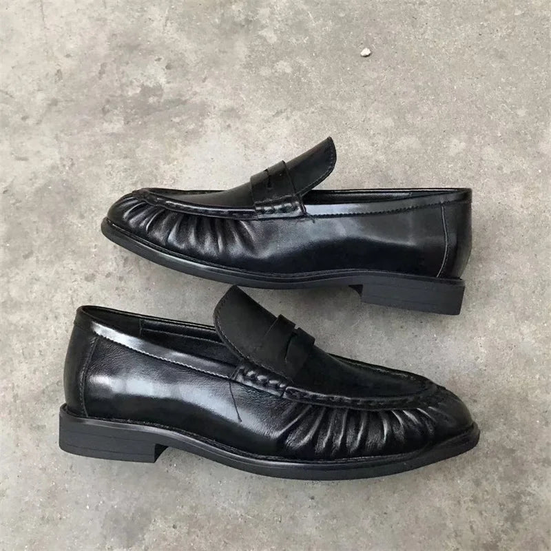 New French Retro Flat Shoes — Handmade Calf Leather, Le Fu Women’s Comfortable Rubber Sole, Casual One-Step Wear