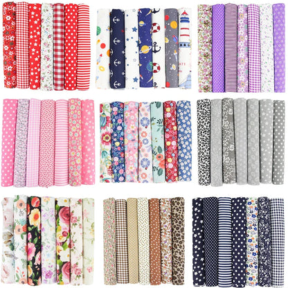 7-Piece 50x50cm Cotton Patchwork Fabric Set – Handmade Sewing Quilting Cloth for Needlework & DIY Crafts