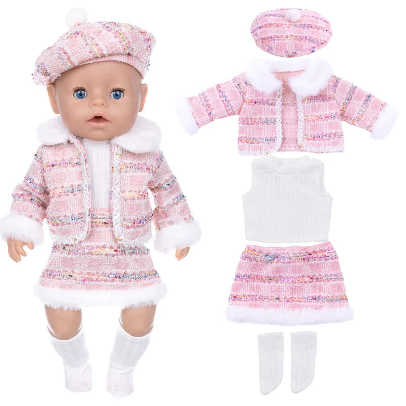 18-Inch Girl Doll Winter Coat — 43cm Baby Doll Jacket Outfit for Dressing