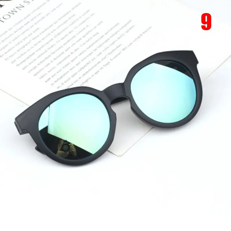Kids Retro Round Sunglasses – Colorful Reflective UV400 Eyewear for Boys & Girls
