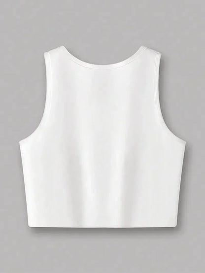 Women’s Vintage Cherry Print Crop Top Vest – Sleeveless Round Neck Sexy Summer Tank Top Tee