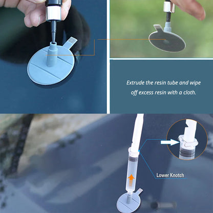 Car Windshield Repair Resin Kit - Tools for Windscreen Crack and Scratch Restoration, Protective Stickers and Glass Cleaner - No Trace Wash