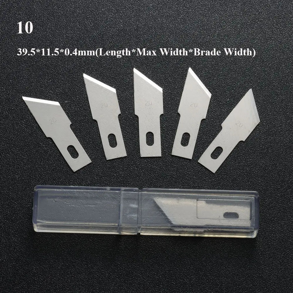 10pcs Non-Slip Metal Craft Knife Blades – Precision Engraving & Cutter Tools for PCB Repair & Mobile Phone Scalpel