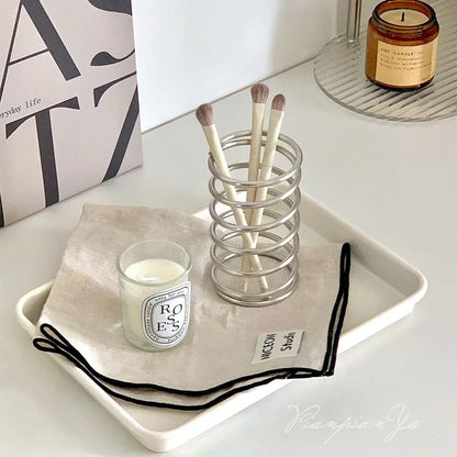 Stainless Steel Toothbrush Holder – Metal Bathroom Storage Rack for Toothpaste, Makeup Brushes & Home Decoration