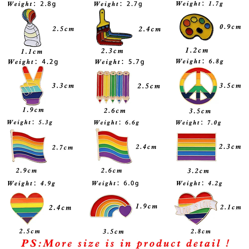 LGBT Rainbow Enamel Pins — Custom Heart & Flag Brooches for Bag, Shirt, Lapel, YES Gesture, Jewelry Gifts