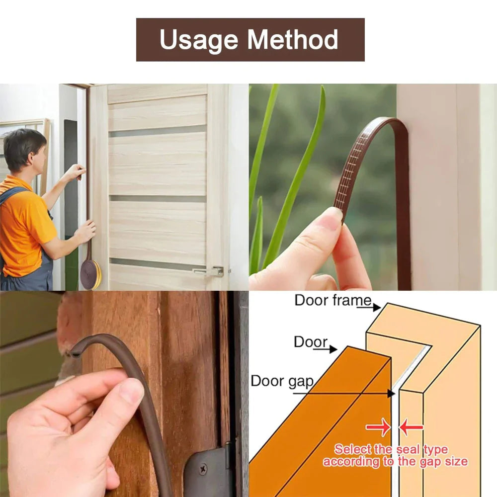 5M/10M DIEP Self-Adhesive Acoustic Foam Seal Strip - Windproof Rubber Weatherstrip for Door and Window Insulation