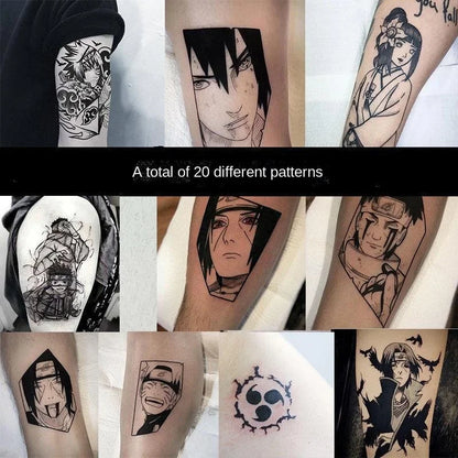 Naruto Temporary Tattoo Stickers — 5/10/20 Pcs Waterproof Anime Body & Arm Art for Cosplay (Sasuke, Itachi, Uzumaki)